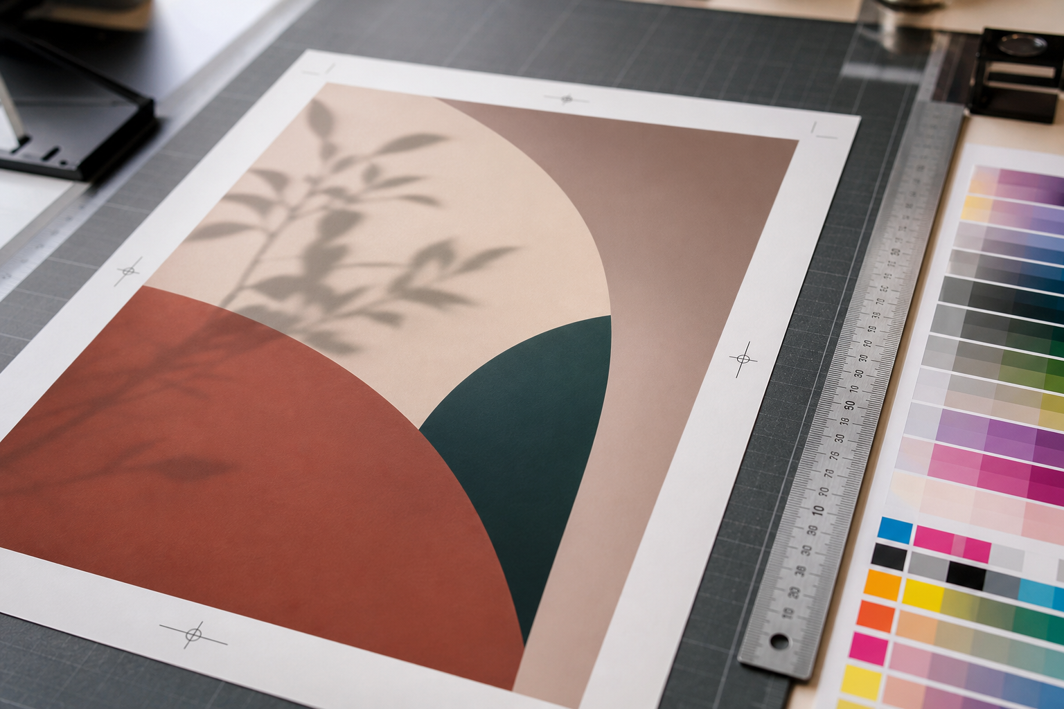Flyer artwork showing bleed, crop marks and trim edges