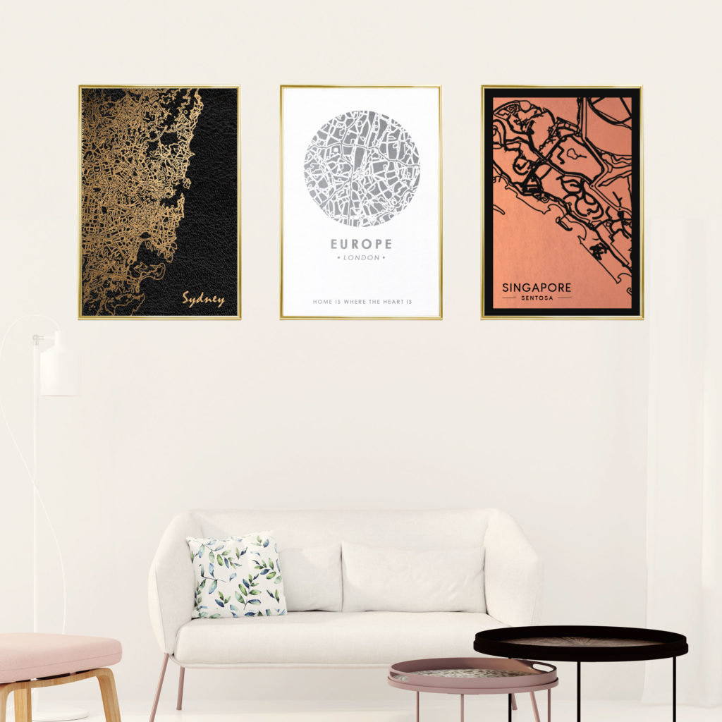 Travel Map Gold Frame Mock Up